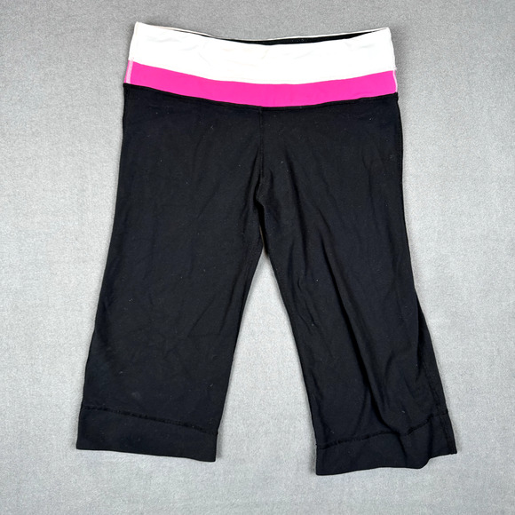 Lululemon Gather & Crow Crop Woman's Black Stretch Yoga Leggings NO SIZE DOT - Picture 2 of 8